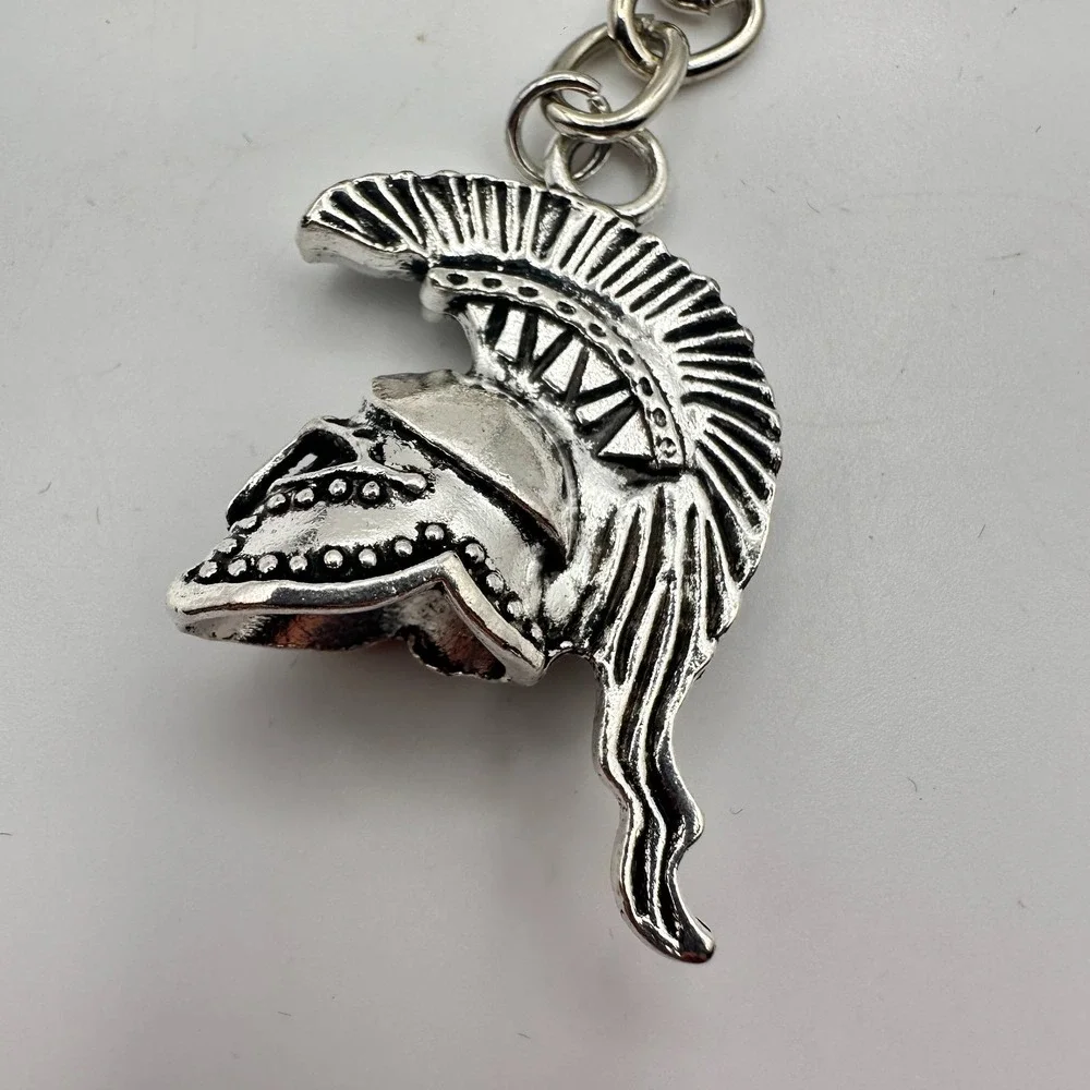 Vintage 90s‎ Silver Tone Spartan Warrior Helmet Keychain Greek Gladiator Jewelry